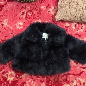 Janie and Jack Black Faux Fur Jacket